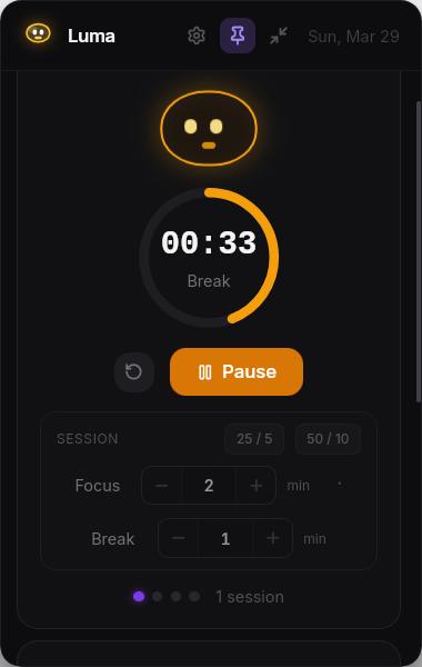 Luma — break sessions timer